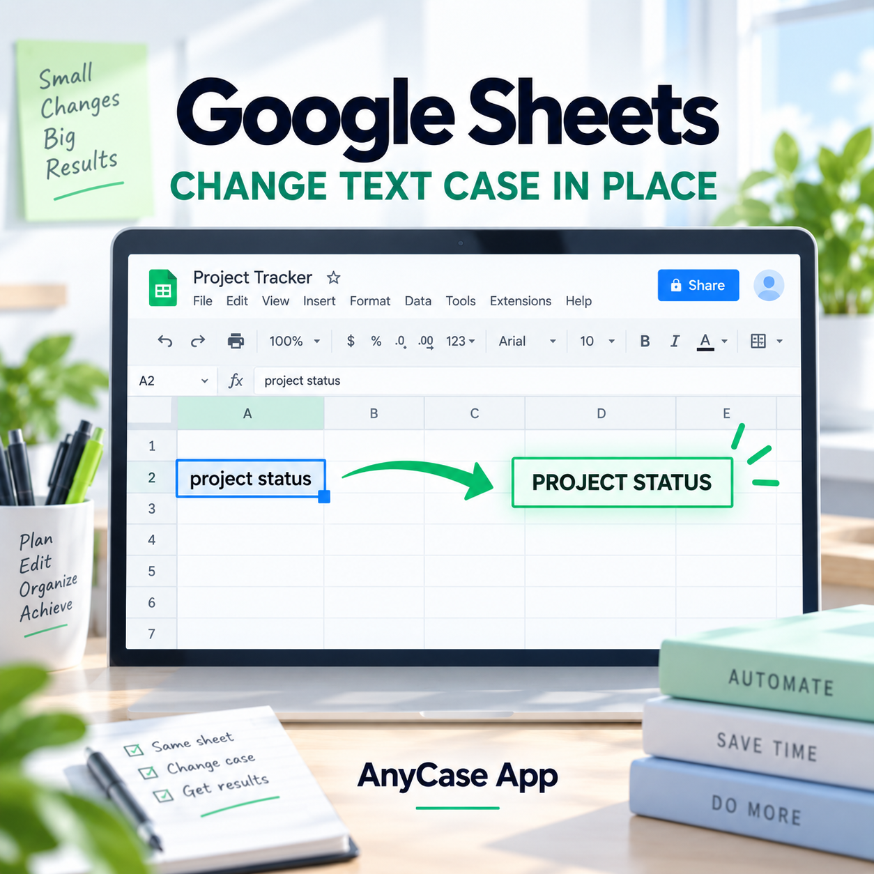 Title case converter tool that works in place