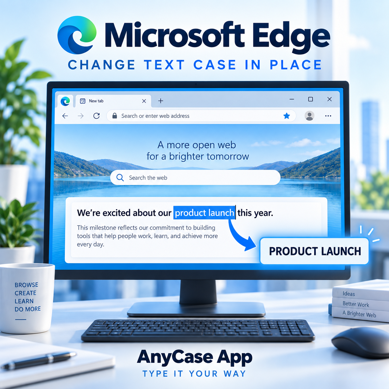 How to all caps in Windows Microsoft Edge