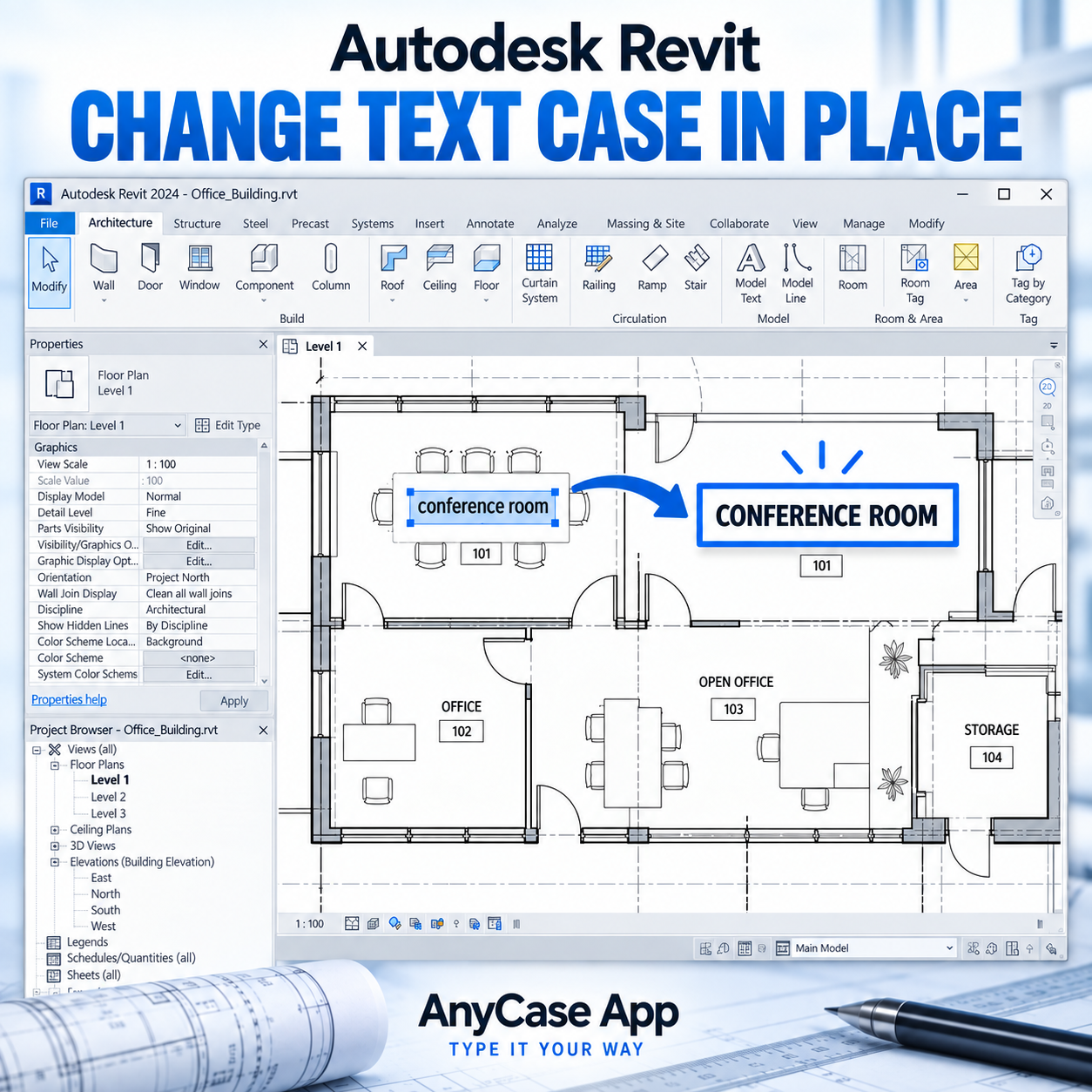The super easy way to change capitalization directly in Autodesk Revit