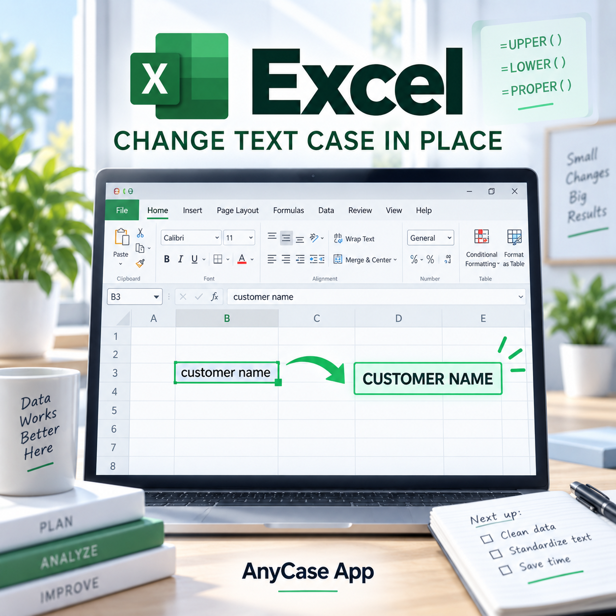 How to change case in Excel using a formula
