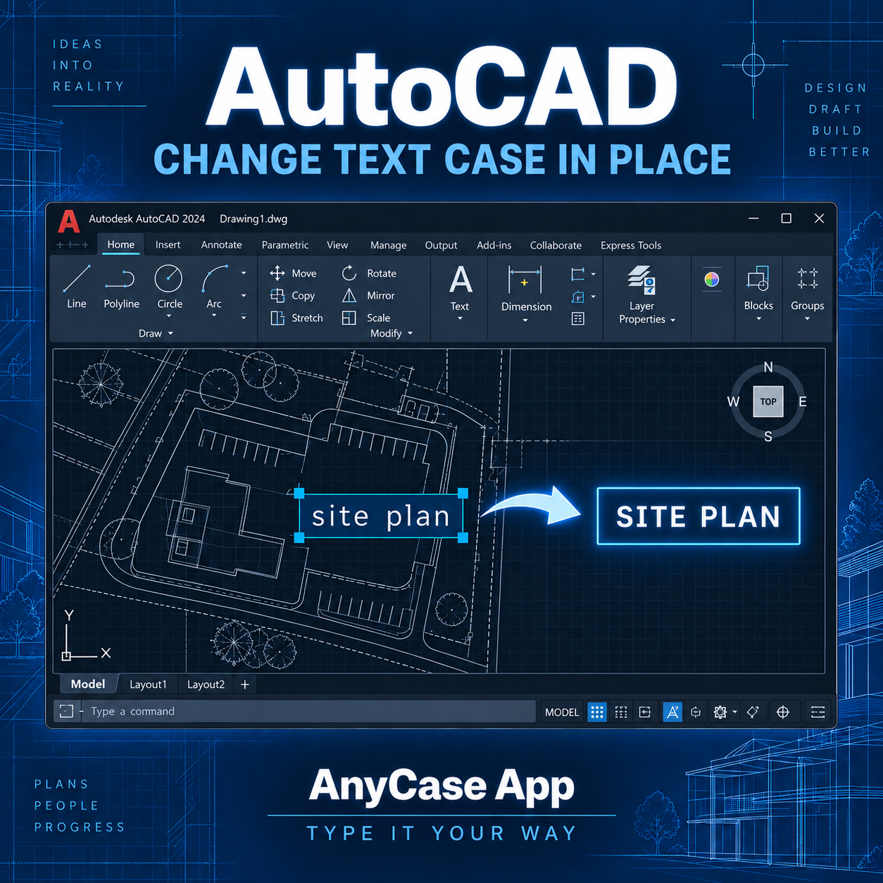 How to change text to uppercase in AutoCAD