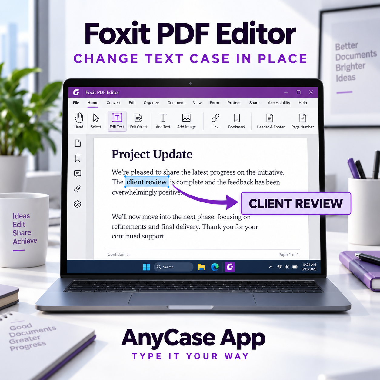 How to change text case in Foxit PDF Editor