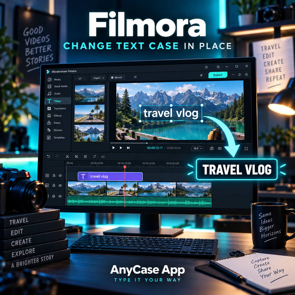 How to change capitalization in Wondershare Filmora