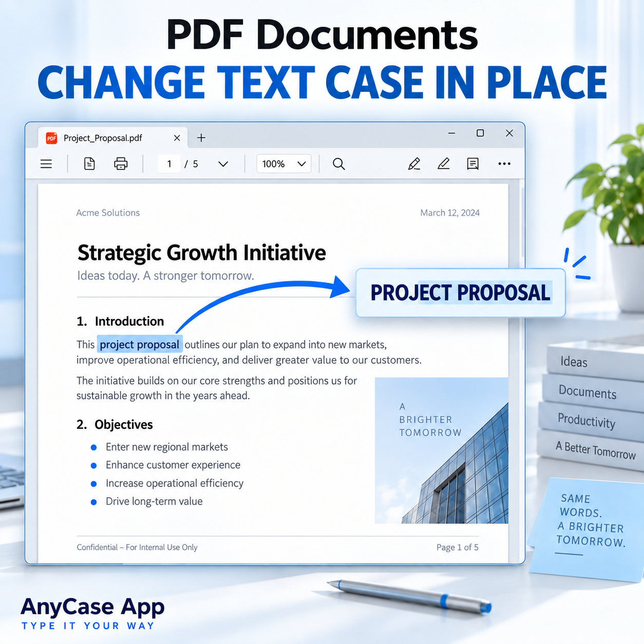 Is there a way to convert uppercase to lowercase in PDF documents