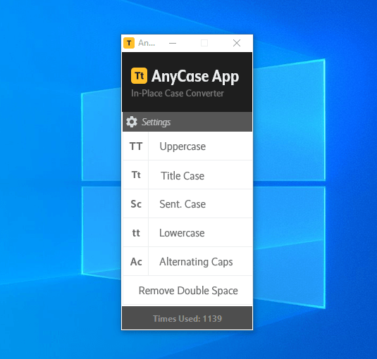 AnyCase App Program Window