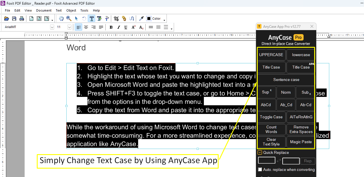How to Use AnyCase to Change Capitalization in PDF Editor